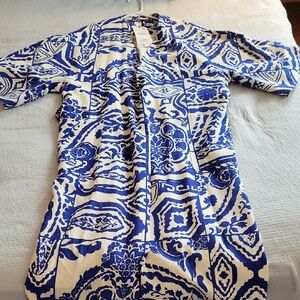 NWT Zara Blue and White Cotton Kimono Sz Medium Large